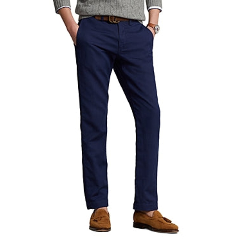 Polo Ralph Lauren Men's Classic Fit Linen Blend Flat Front Pants Blue 40 x 32