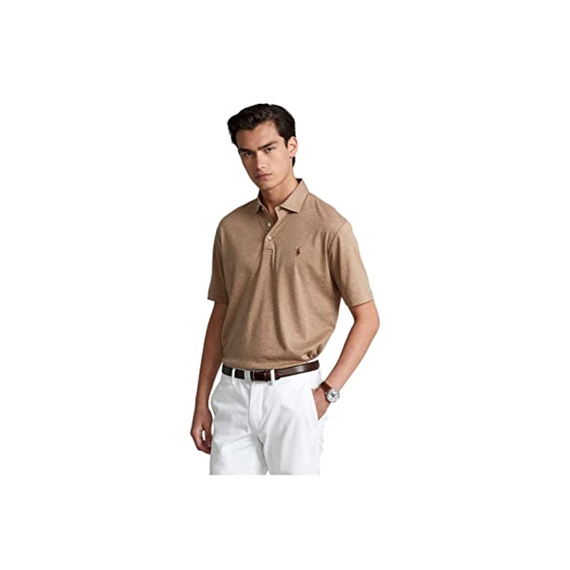 Polo Ralph Lauren Men's Classic Fit Soft Cotton Polo Shirt Heather Brown XL