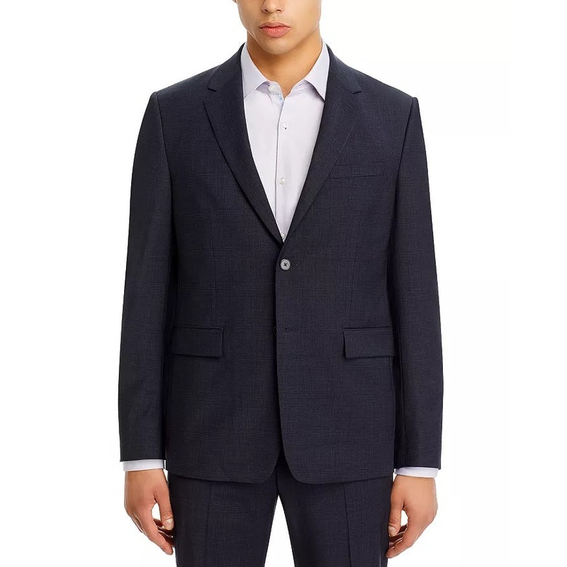 Theory Chambers Tonal Plaid Slim Fit Suit Jacket 40R Navy Blue Sport Coat