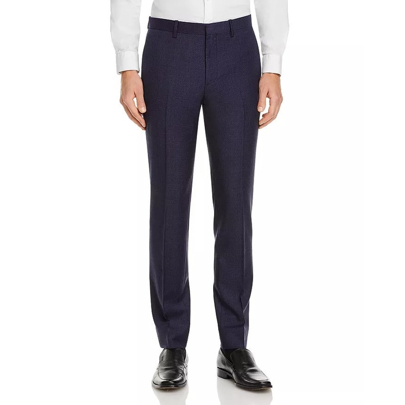 Theory Mens Mayer Tonal Plaid Slim Fit Suit Dress Pants Size 30 Navy Blue Wool