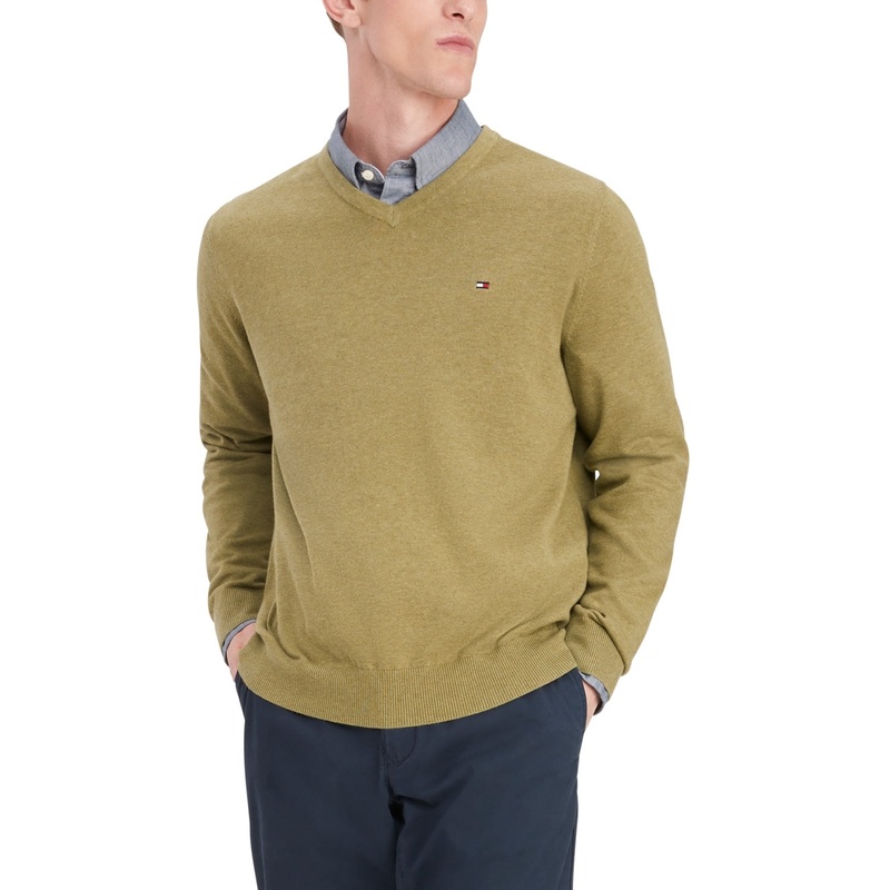 Tommy Hilfiger Mens Big Tall Syracuse V Neck Sweater Beige Heather LT Large Tall