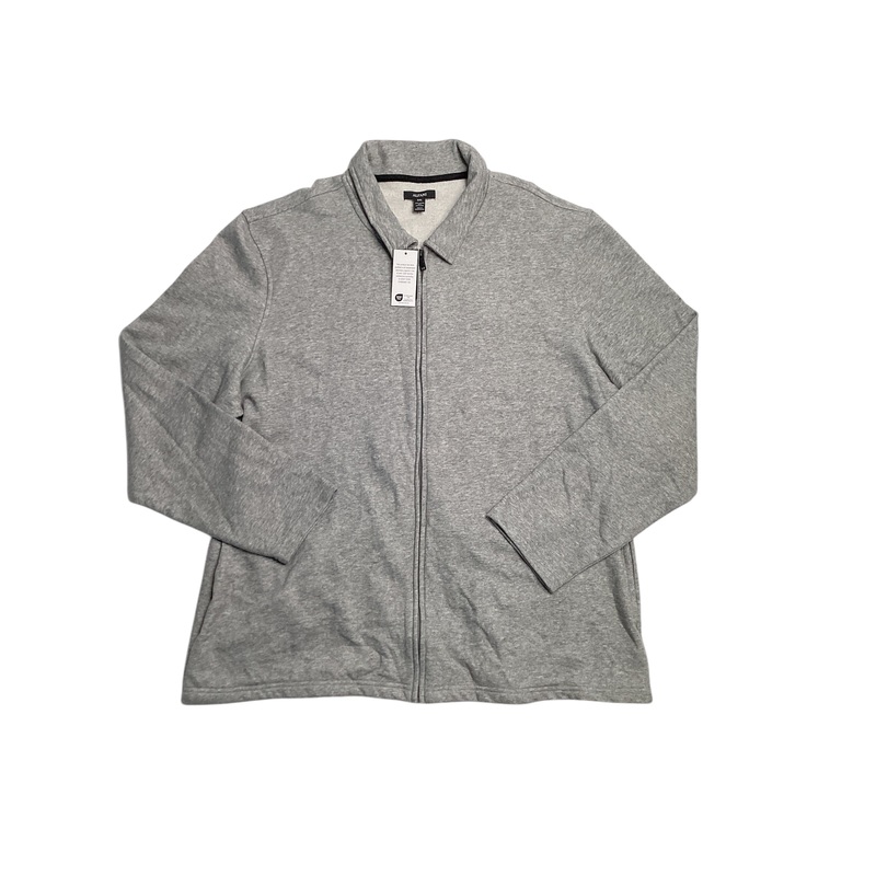 Alfani Mens Harrington French Terry Full Zip Jacket Coat Cement Grey 2XL