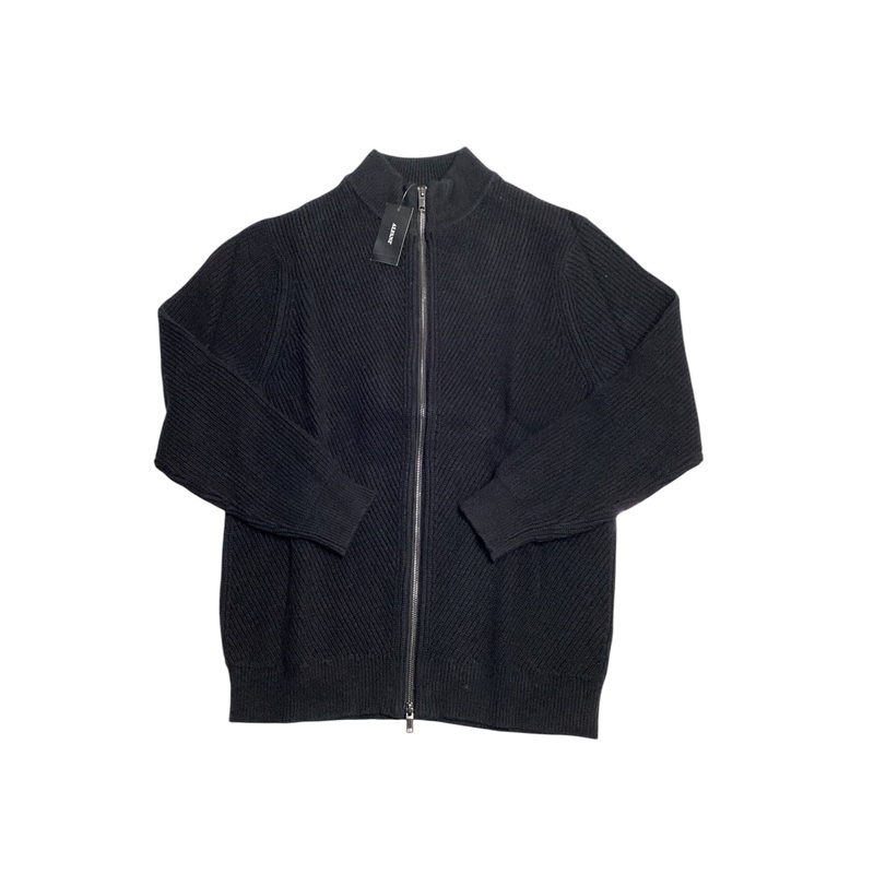 Alfani Mens Heavy Zip Front Rib Sweater Jacket Deep Black Large