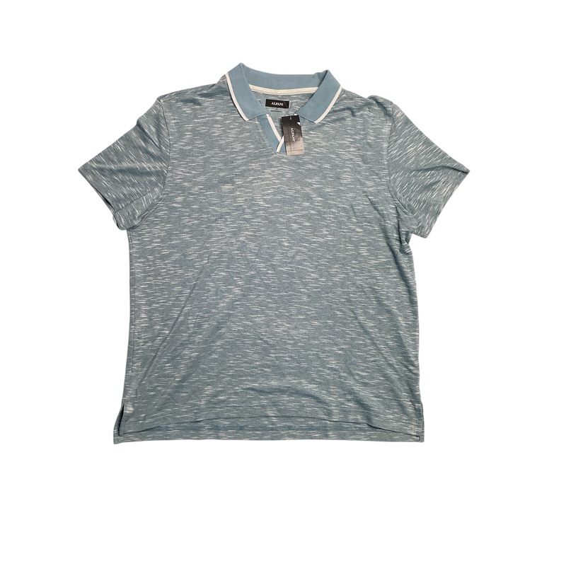 Alfani Mens Johnny Collar Polo Deep Patina Blue XL