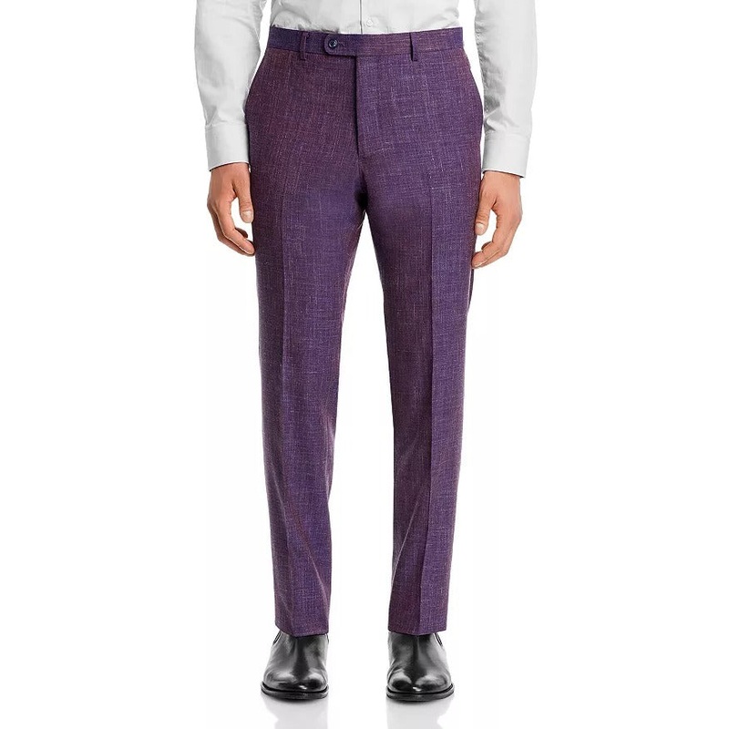 John Varvatos Star USA Wool & Linen Slim Fit Suit Dress Pants Size 32 Purple