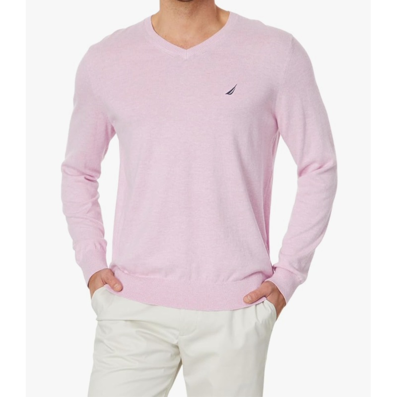 Nautica Mens Navtech V Neck Sweater Bermuda Breeze Heather Purple XL