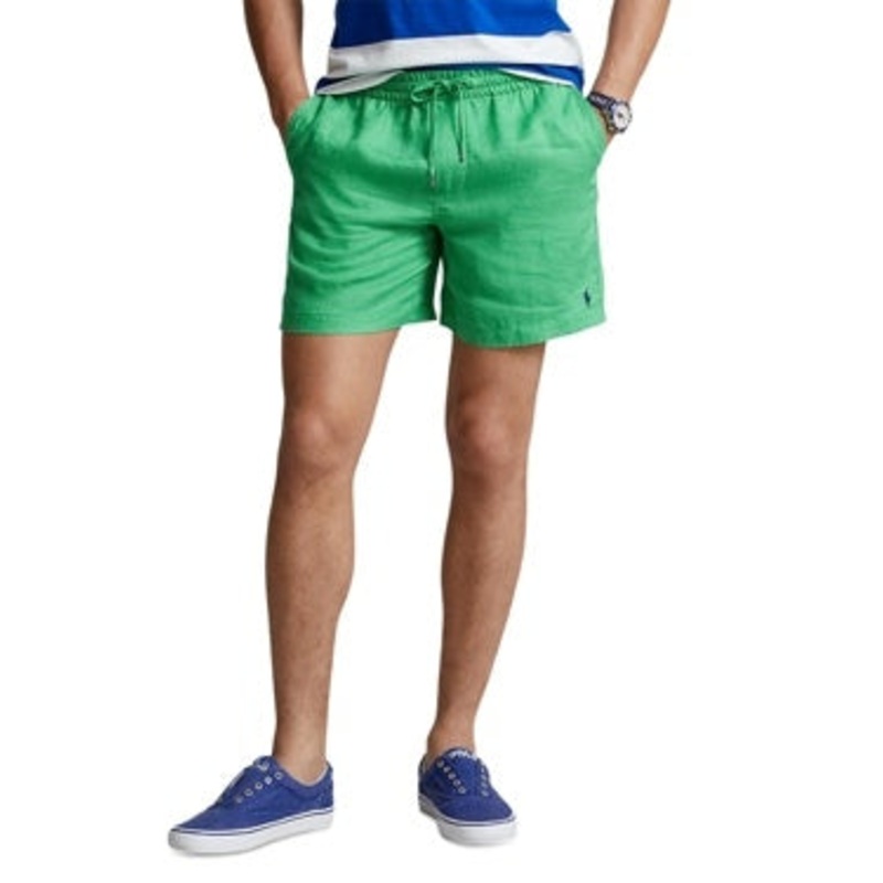 Polo Ralph Lauren Mens 6" Linen Drawstring Shorts Green Small