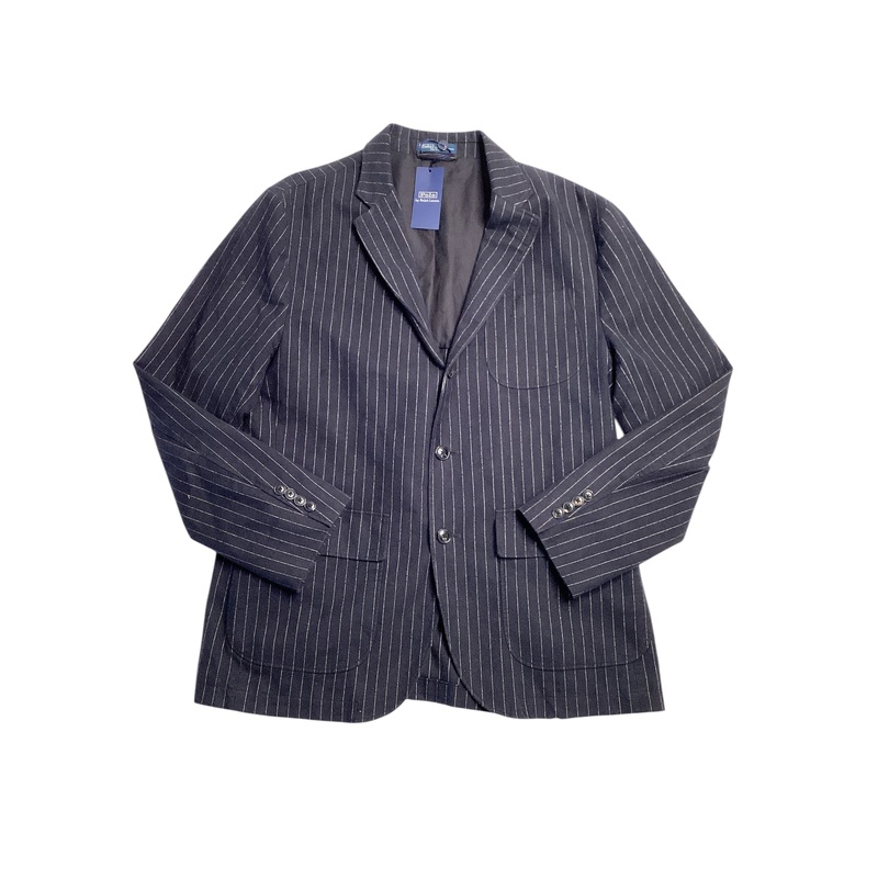 Polo Ralph Lauren Mens Regular Fit Sport Coat Blazer 42R Navy Blue Striped