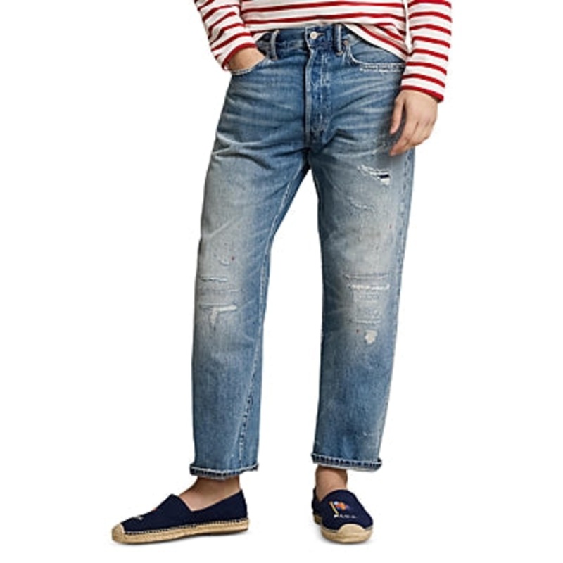 Polo Ralph Lauren Vintage Classic Fit Distressed Jeans Blue 42 x 32