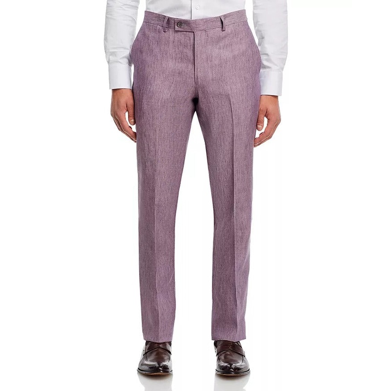 Robert Graham Mens Delave Slim Fit Linen Suit Dress Pants Size 32 Purple