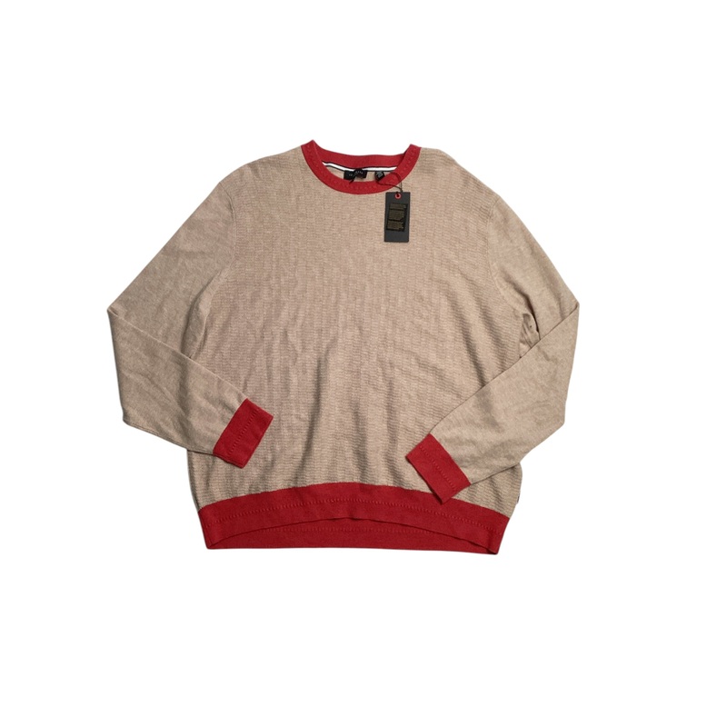 Ted Baker London Capab Ringer Crewneck Sweater in Taupe Size 6 / XL  Beige