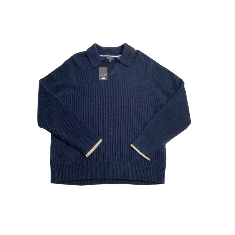 Ted Baker London Mens ademy ribbed wool polo sweater Size 6 / XXL Navy Blue