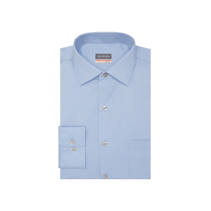 Van Heusen Mens Stain Shield Sky Blue Button Down Dress Shirt 15 15.5 32 33
