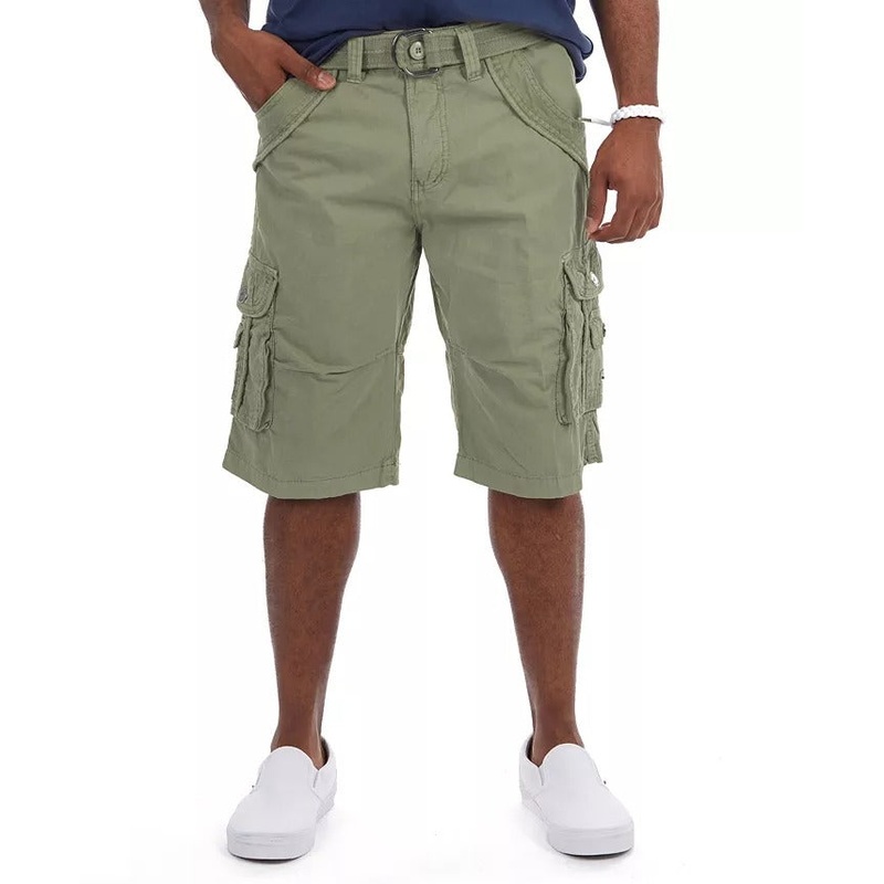 X-Ray Men's Belted 12.5" Double Pocket Cargo Shorts Green 34