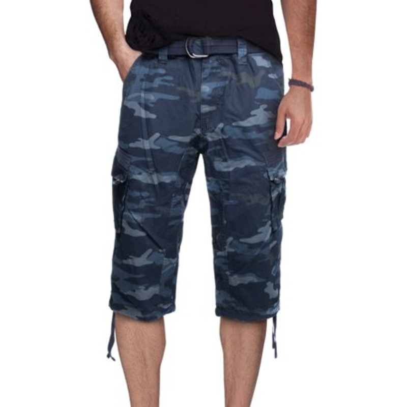 X-Ray Men's Belted 18" Capri Cargo Shorts Blue 30