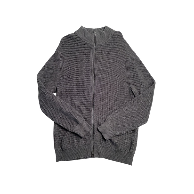 Alfani Mens Heavy Full Zip Sweater Dark Lead Grey Large