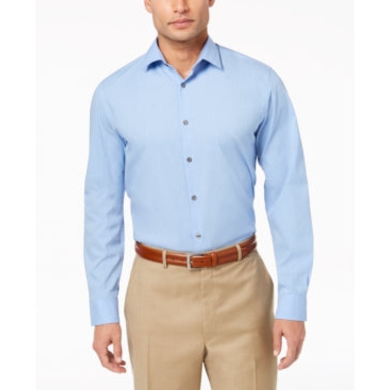 Alfani Modern Fit Solid Button Down Shirt Light Blue XL