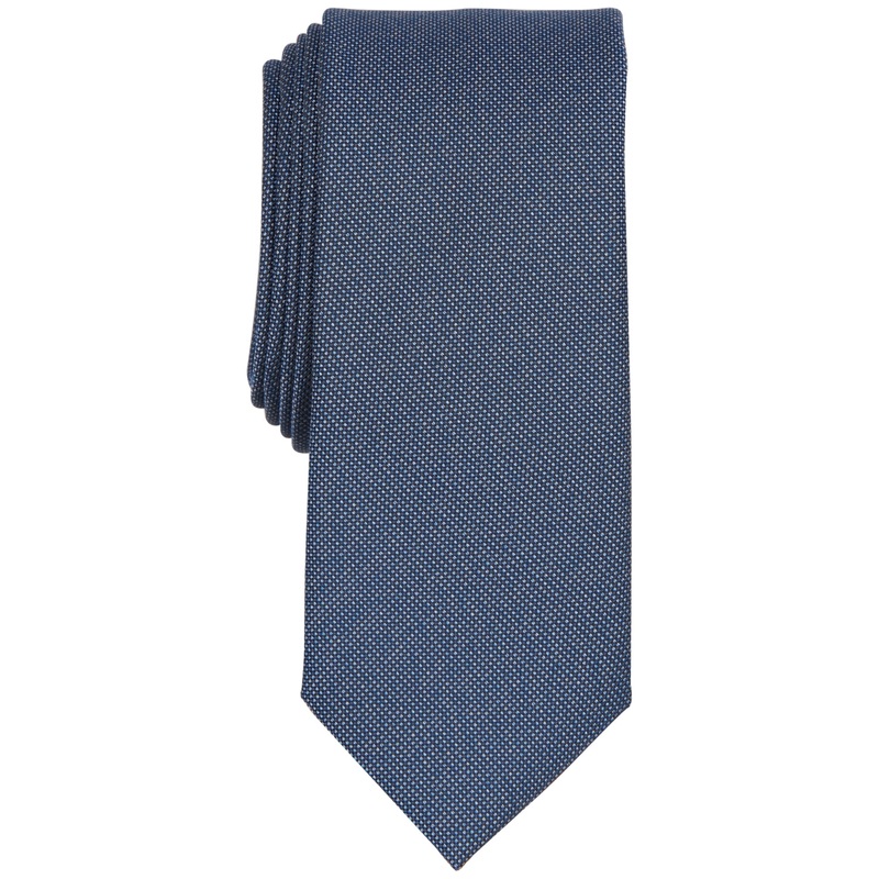 Bar III Mens Necktie Cobbled Solid Denim Blue Tie