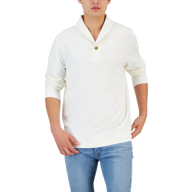 Club Room Mens Shawl Collar Sweater Medium Winter Ivory White