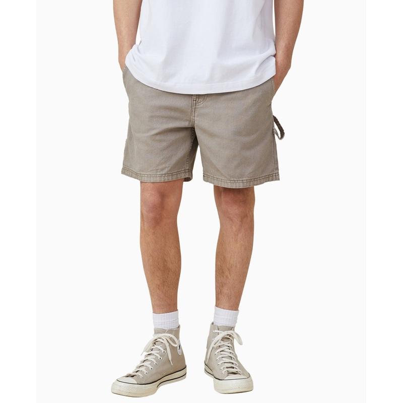 Cotton On Men's Worker Chino Carpenter Shorts Beige Medium