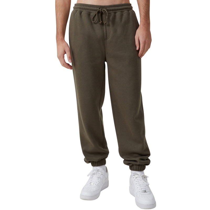 COTTON ON Mens Loose Fit Track Pants Dark Olive Green Large