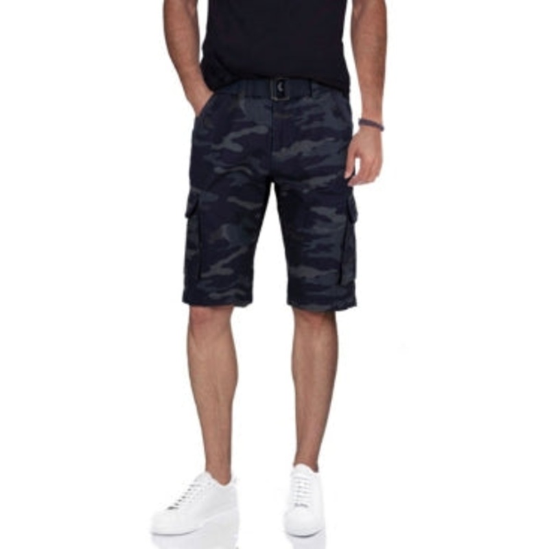 X-Ray Men's Belted Twill Tape 12.5 Cargo Shorts Blue Camo 38