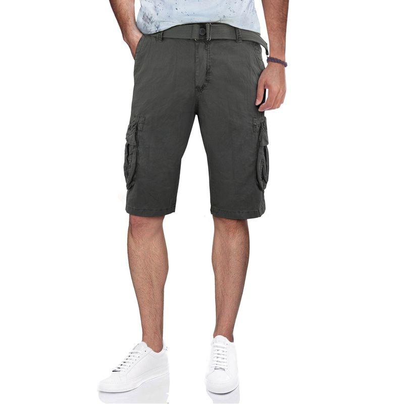 X-Ray Mens Belted Double Pocket 12.5" Cargo Shorts Grey 38