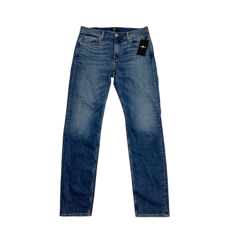 7 For All Mankind Men's Slimmy Squiggle Slim Fit Jeans Size 34 Faultline Blue