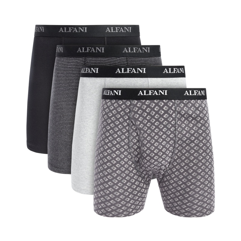 Alfani Mens 4 pk Textured Solid Boxer Briefs Grey Combo Small
