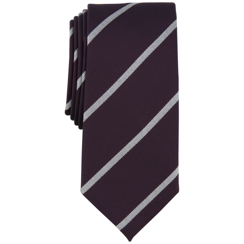 Alfani Mens Necktie Stripe Tie Burgundy