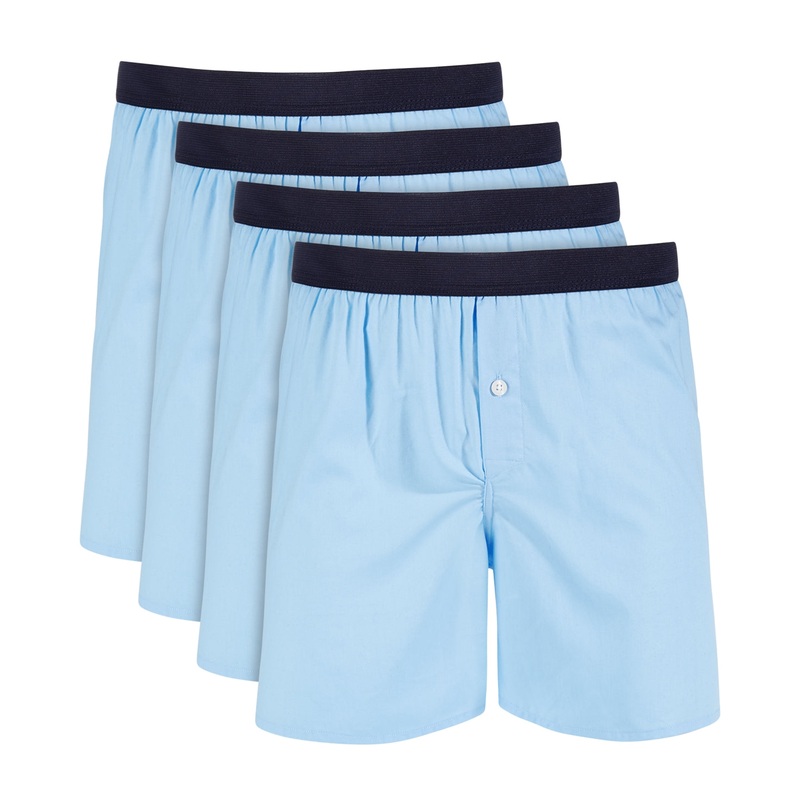 Club Room Men's 4 Pack Cotton Boxers Shorts Underwear Light Blue Large