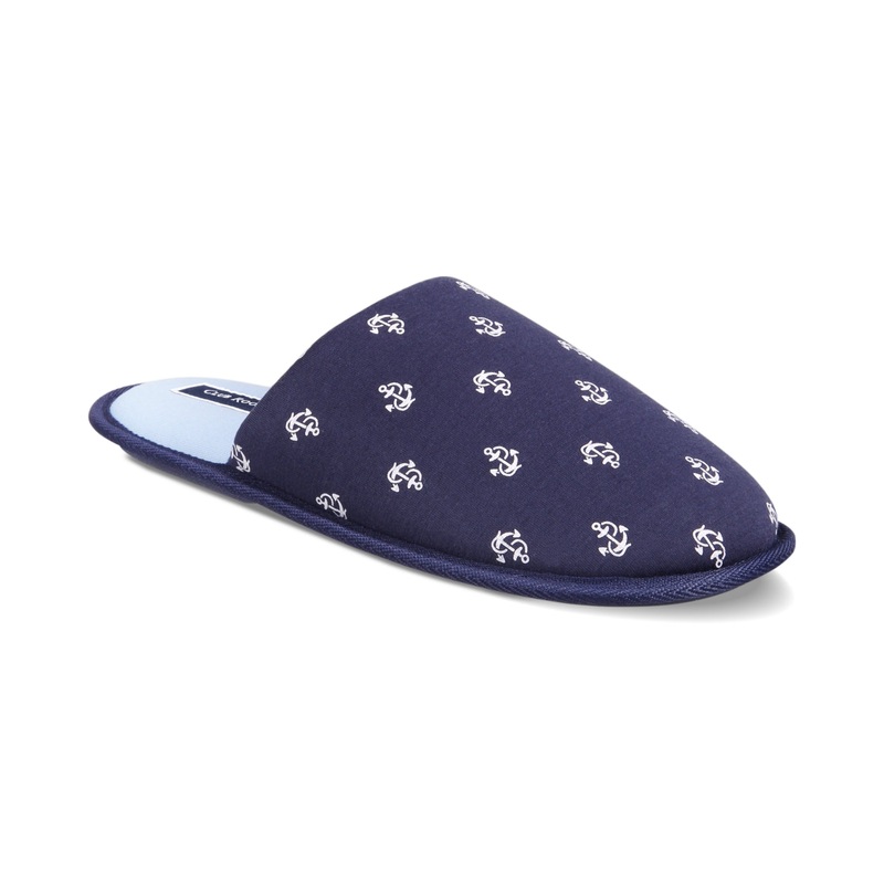 Club Room Mens Anchor Slippers Navy Small 6 7