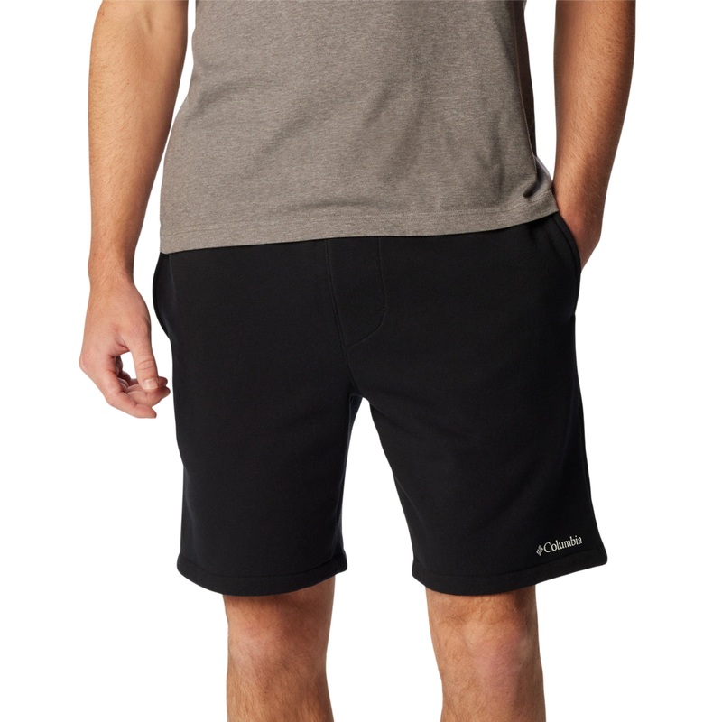 Columbia Mens Trek Relaxed Fit Logo Print Fleece Shorts Black Small