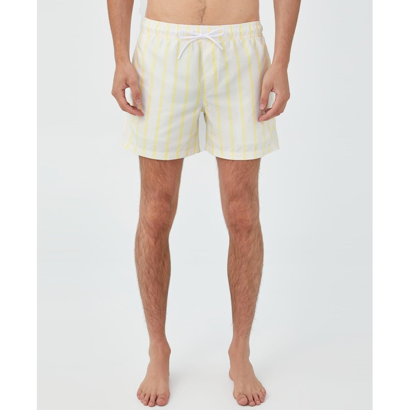 COTTON ON Mens Swim Shorts Bold Stripe Laguna Yellow Large