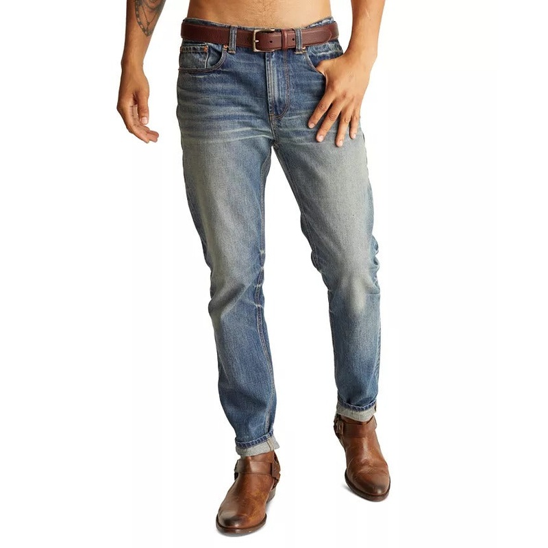 Frye Mens Slim Straight Distressed Jeans 34 x 32 Brighton Blue