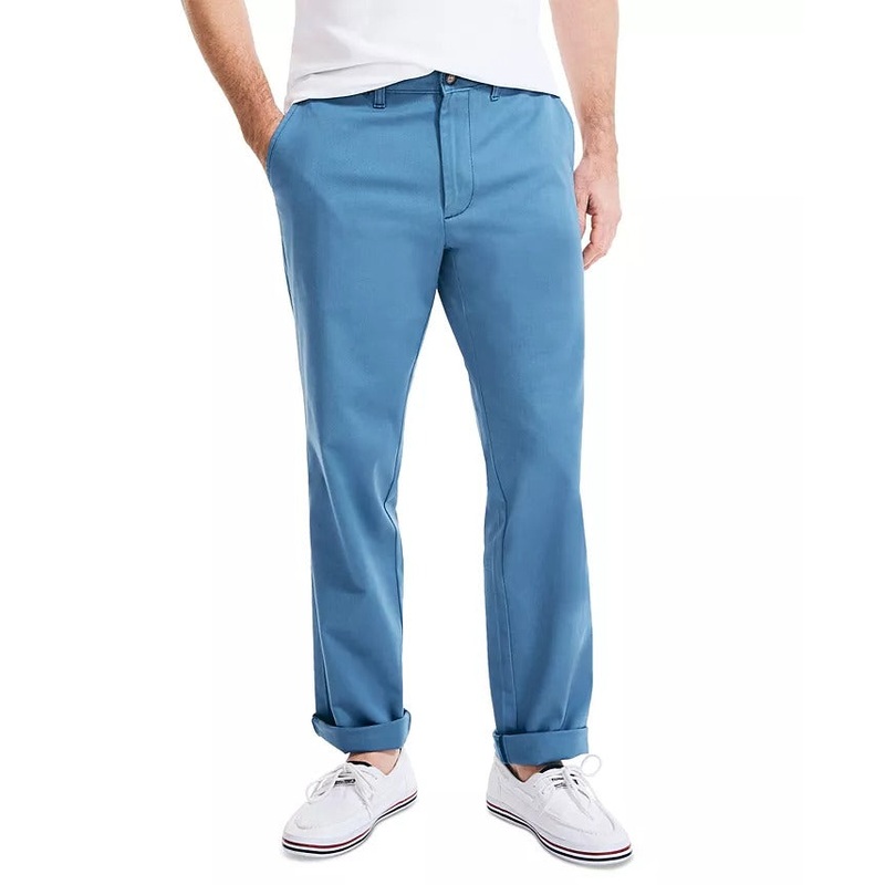 Nautica Men's Classic Fit Deck Pants Chinos 32 x 34 Blue Flat Front