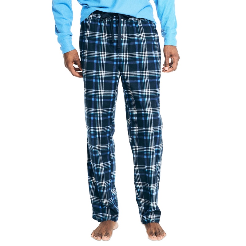 Nautica Men's Classic Fit Drawstring Sleep Pants Plaid Blue Medium