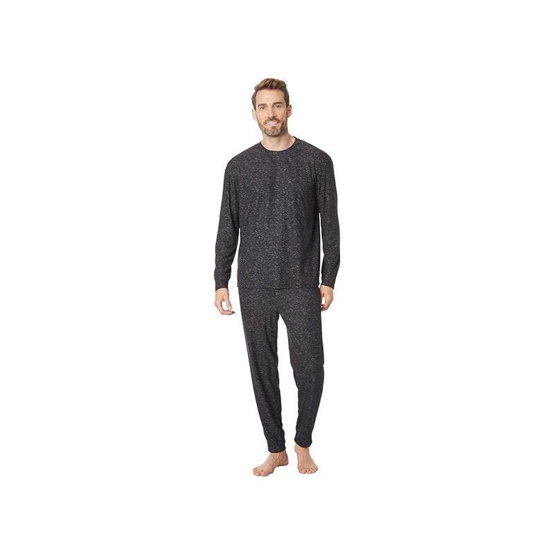 Nautica Mens 2 Pc Waffle Knit Pajama Shirt Pants 2PC Set Black 2XL