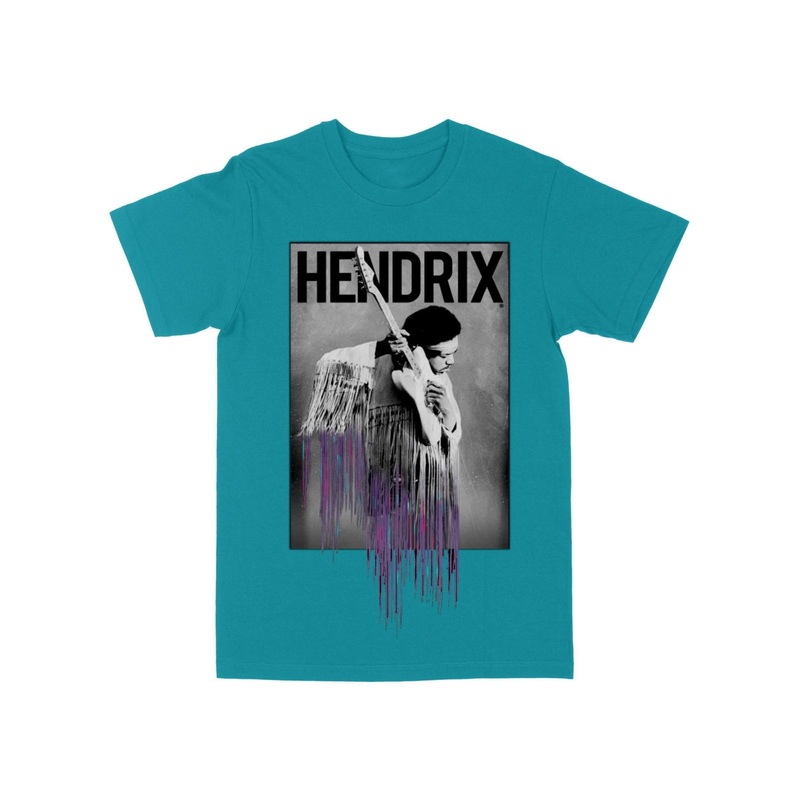 Philcos Mens Hendrix Logo Fringe Short Sleeve T Shirt Blue Small