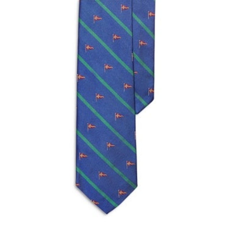 Polo Ralph Lauren Mens Necktie Pine Patterened Linen Tie Blue