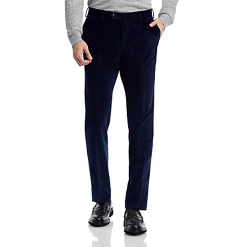Pt Torino Mens Slim Fit Stretch Corduroy Flat Front Dress Pants Blue EU 48 US 32