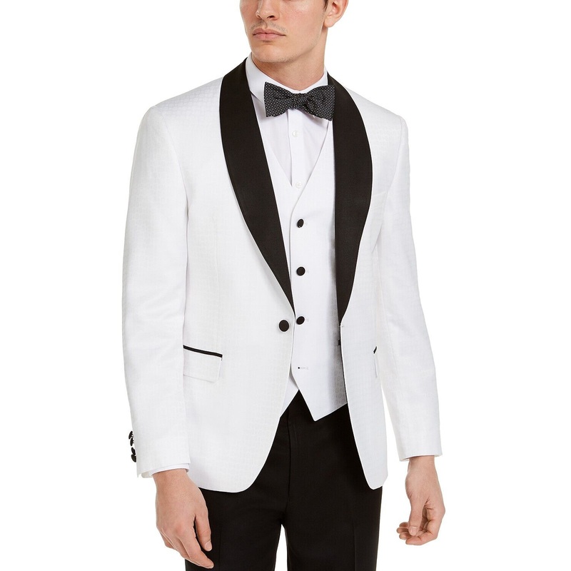Alfani Men's Tuxedo Dinner Jacket 38L Slim-Fit White Medallion