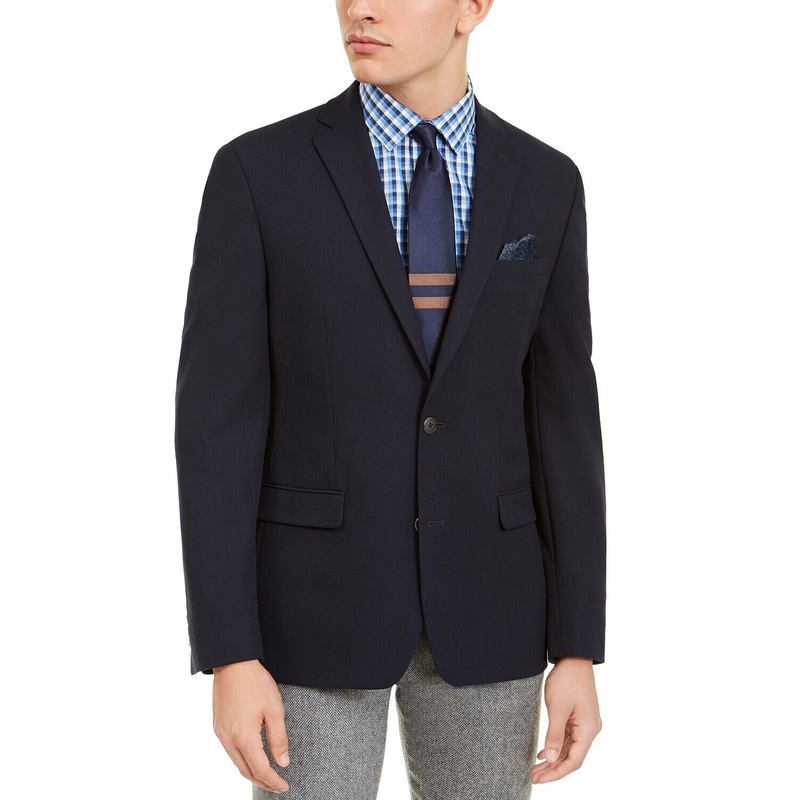 Bar III Men's Skinny Fit Stretch Wrinkle-Resistant Navy Blue Suit Jacket 44L