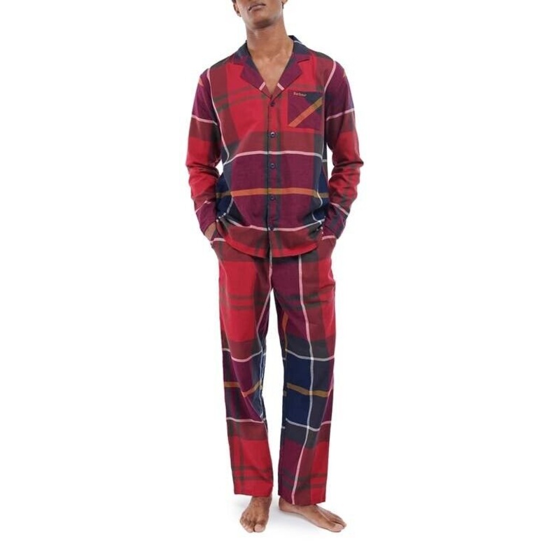 Barbour Men's Tartan Pajama Shirt & Pants Set Large Red