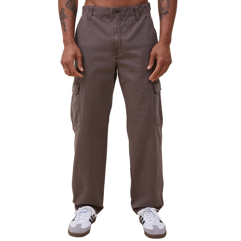 Cotton On Men's Vintage Dark Brown Tactical Cargo Pants 34