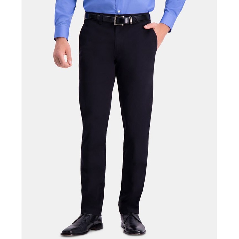 HAGGAR Men's Comfort Khaki Slim-Fit 2-Way Stretch Khaki Pants 30 x 32 Black