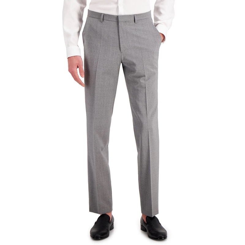 HUGO Boss Men's Gray Textured Modern-Fit Wool Suit Dress Pants 32 x 32