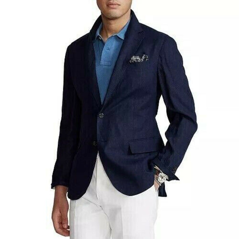 Lauren Ralph Lauren Men's UltraFlex Classic-Fit Linen Sport Coat 40L Navy Blue