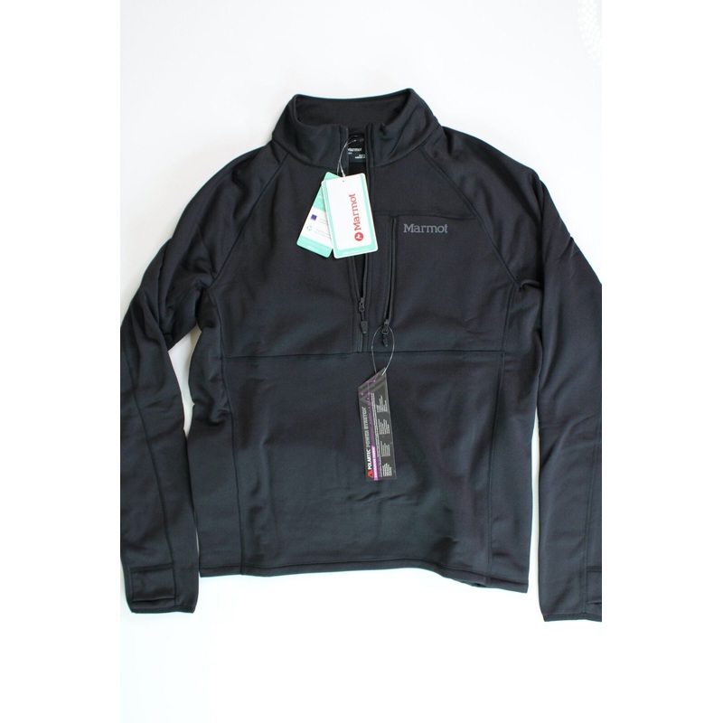 MARMOT Mens Olden Polartec 1/2 Zip Pullover Jacket Large Black