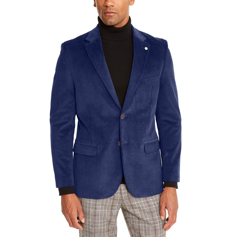 Nautica Men's Modern-Fit Active Stretch Corduroy Sport Coat 38S Navy Blue Solid